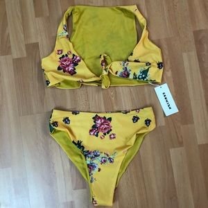 ECOWISH Women’s Tie Knot Front Floral Bikini Set